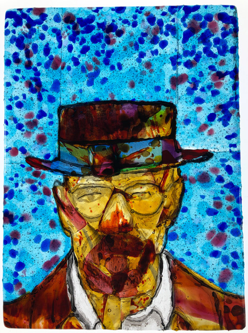 Walter White Portrait in Glass - Inspired by Heisenberg from Breaking Bad - HotGlassGallery.com